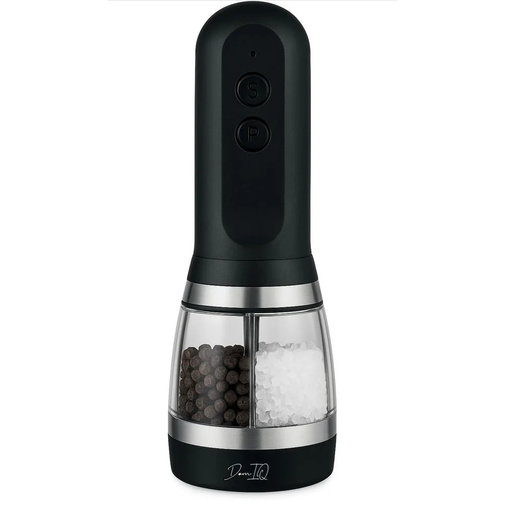 DomIQ‎ Duo Rechargeable Salt and Pepper Mill Electric 2-in-1 Grinder USB Black